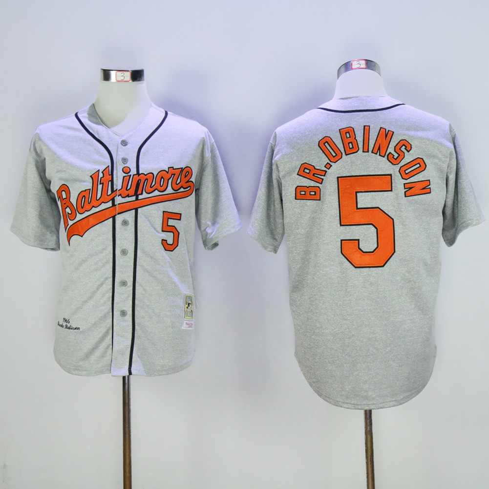 Men Baltimore Orioles #5 Robinson Grey Throwback MLB Jerseys->baltimore orioles->MLB Jersey